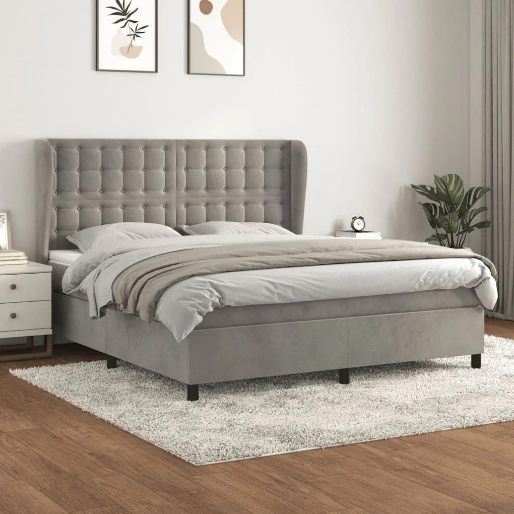 ΚΡΕΒΑΤΙ BOXSPRING ΜΕ ΣΤΡΩΜΑ ΑΝΟΙΧΤΟ ΓΚΡΙ 180X200 ΕΚ. ΒΕΛΟΥΔΙΝΟ 3129465