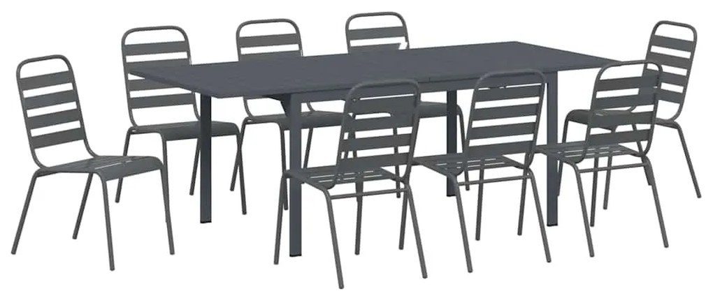 vidaXL Σέτ φαγητού για κήπο 9 pcs Ανθρακί Ατσάλι με Πούδρα