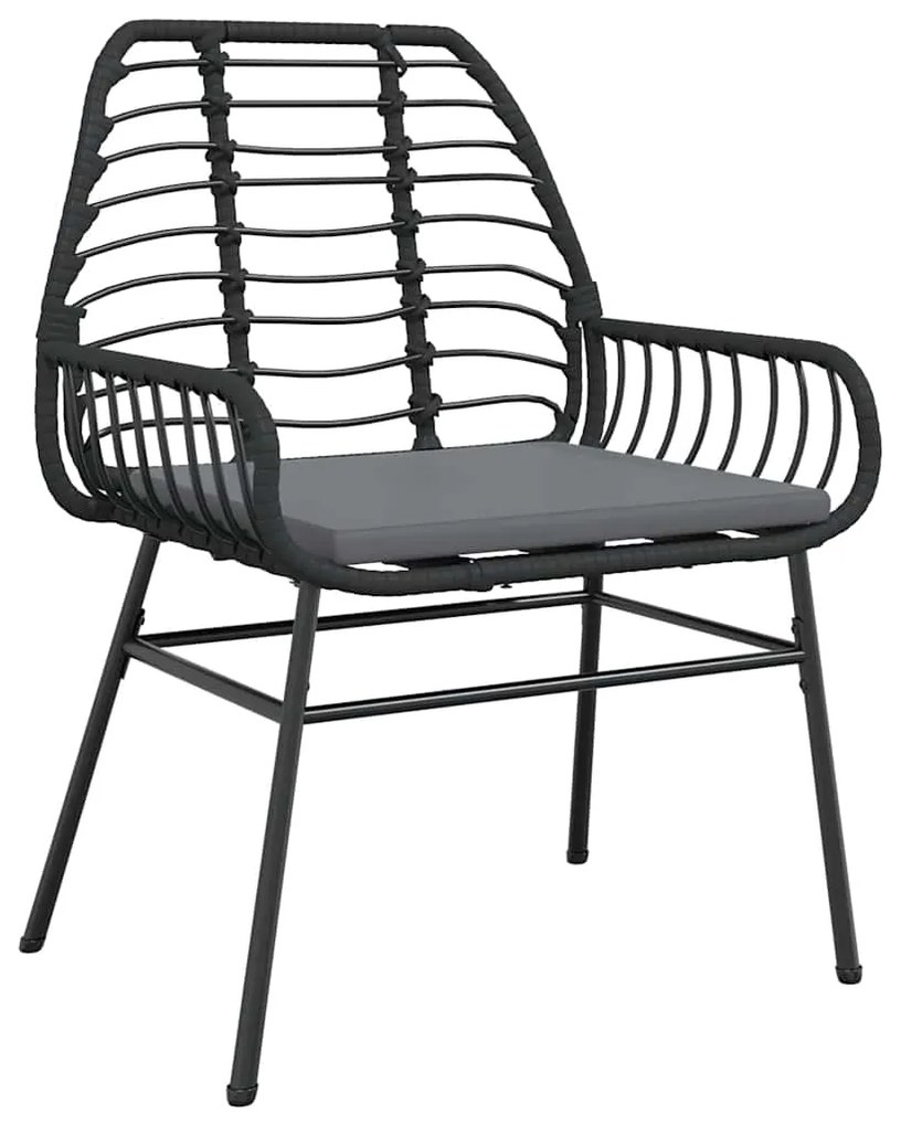 vidaXL Σετ Τραπεζαρίας Κήπου 7Τεμ. Μαύρο Συνθ.Ρατάν/Γυαλί με Μαξιλάρια