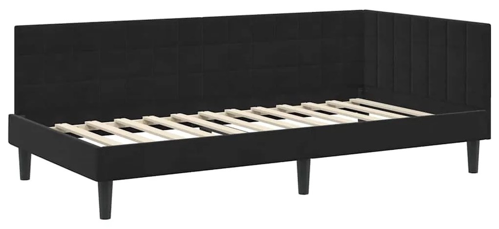 vidaXL Κρεβάτι Γωνίας με κεφαλάρι Μαύρο 100 x 200 cm Βελούδο