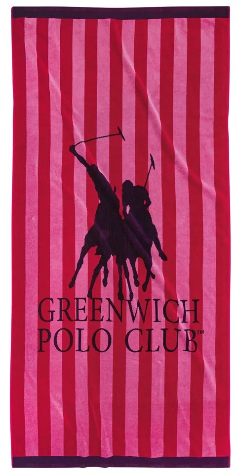 3857 ΠΕΤΣΕΤΑ ΘΑΛΑΣΣΗΣ 90Χ180 GREENWICH POLO CLUB ΚΟΚΚΙΝΟ-ΡΟΖ