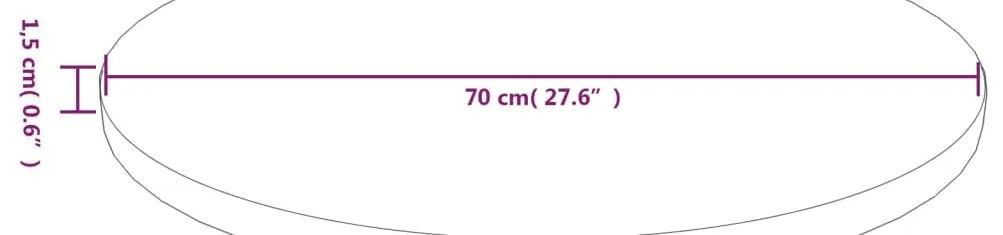 vidaXL Επιφάνεια Τραπεζιού Στρογγυλή Αν. Καφέ Ø70x1,5 εκ. Ξύλο Δρυς