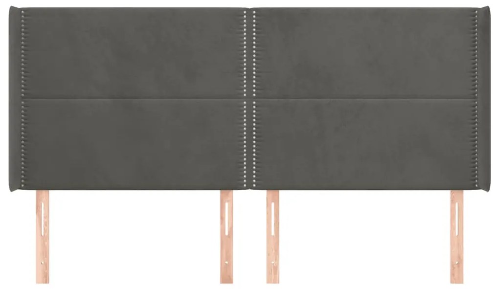 Κεφαλάρι με Πτερύγια Σκούρο Γκρι 163x16x118/128 εκ. Βελούδινο 3119495