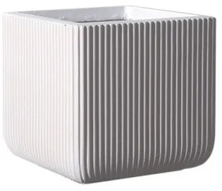 Γλάστρα Πήλινη Τετράγωνη Stripe Λευκή L 37x37x33 εκ. C-0050-8 Supergreens-C-0050-8-Λευκό C-0050-8
