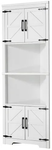 VEVOR 68&quot; Corner Storage Cabinet with 4 Wooden Doors &amp; Adjustable Shelves White