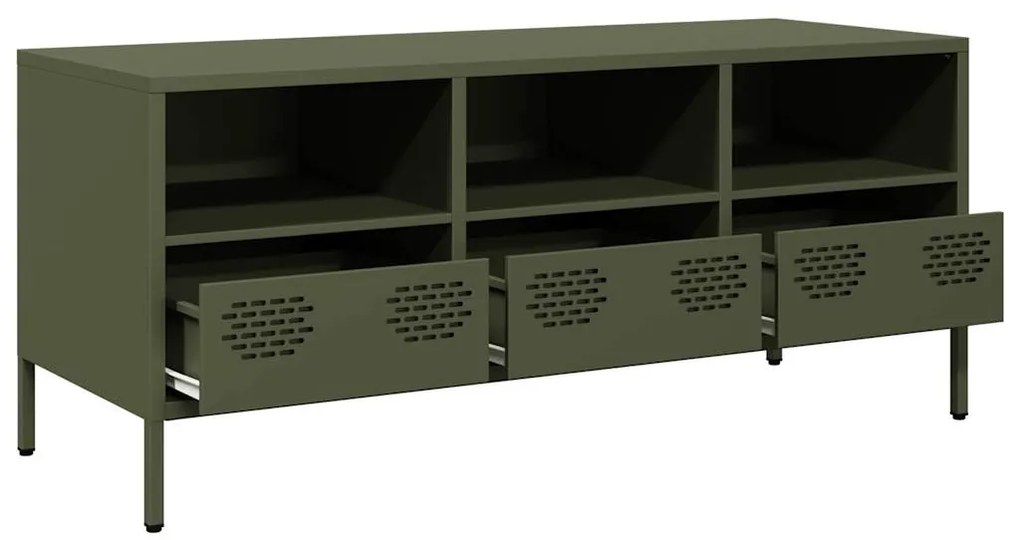 vidaXL Έπιπλο Τηλεόρασης Λαδί 101,5x39x43,5 εκ. Ατσάλι Ψυχρής Έλασης