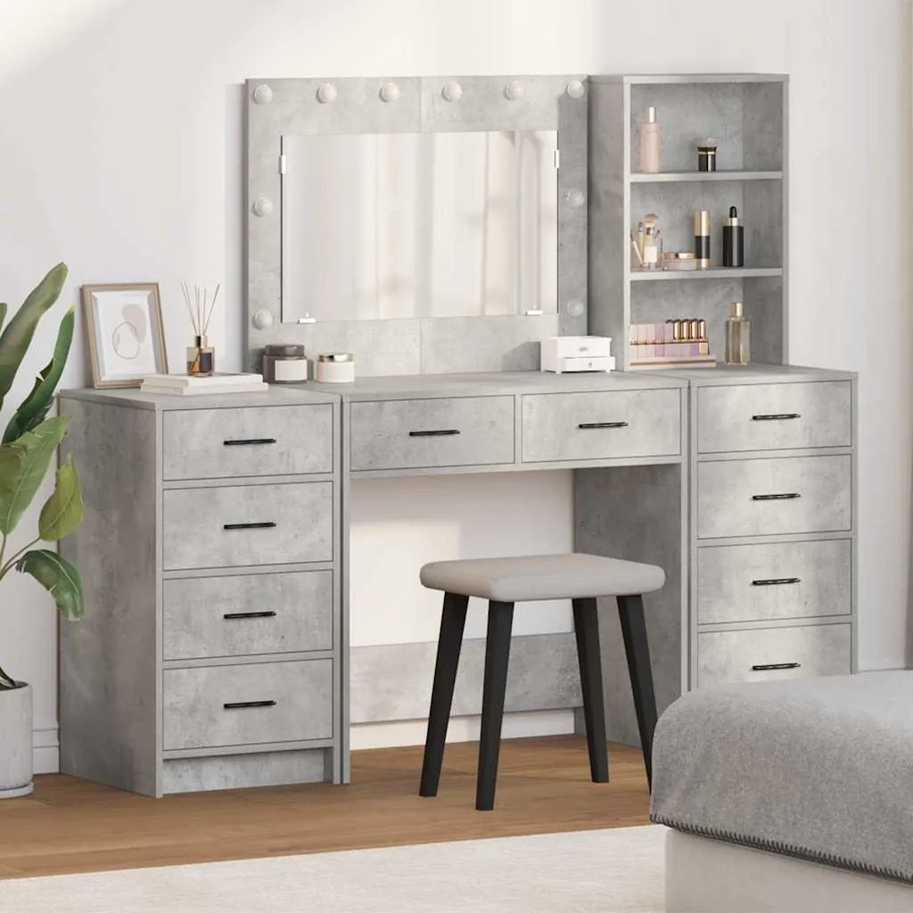 vidaXL Τραπέζι περιποίησης με συρτάρι 3 pcs Γκρι 40 x 41 x 135 εκ.