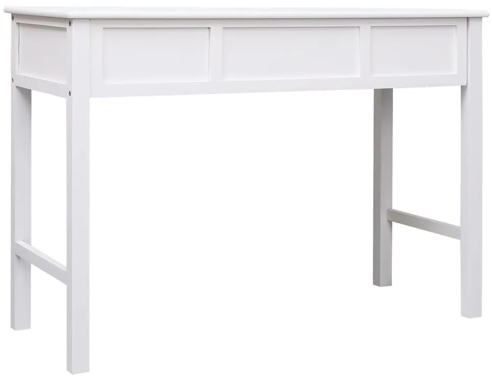 vidaXL Γραφείο Λευκό 108 x 45 x 76 εκ. από Μασίφ Ξύλο Παυλώνιας
