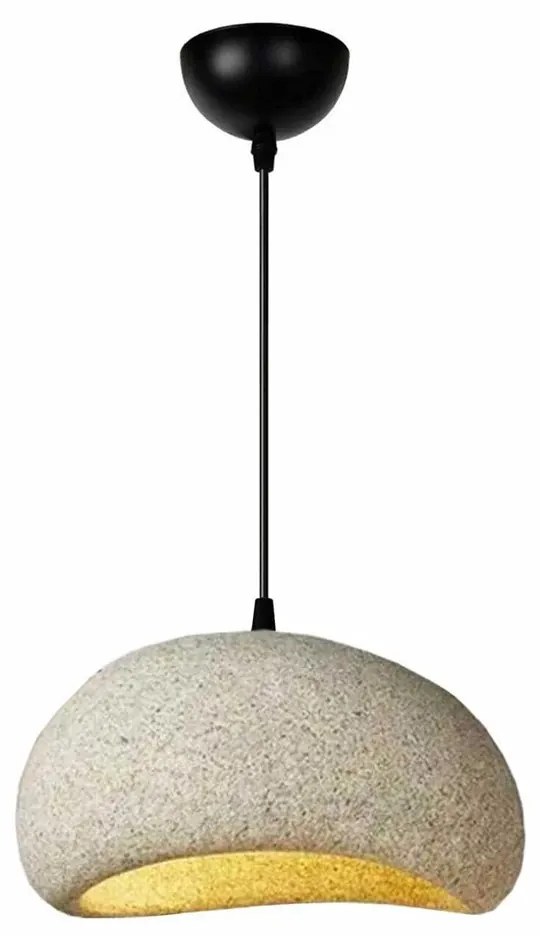 GloboStar® STONE 204-0123 Μοντέρνο Κρεμαστό Φωτιστικό Καμπάνα Μονόφωτο 1 x E27 IP20 Μπεζ Πολυστερίνη με Μπεζ Ρητίνη - Μ31.5 x Π35 x Υ26cm