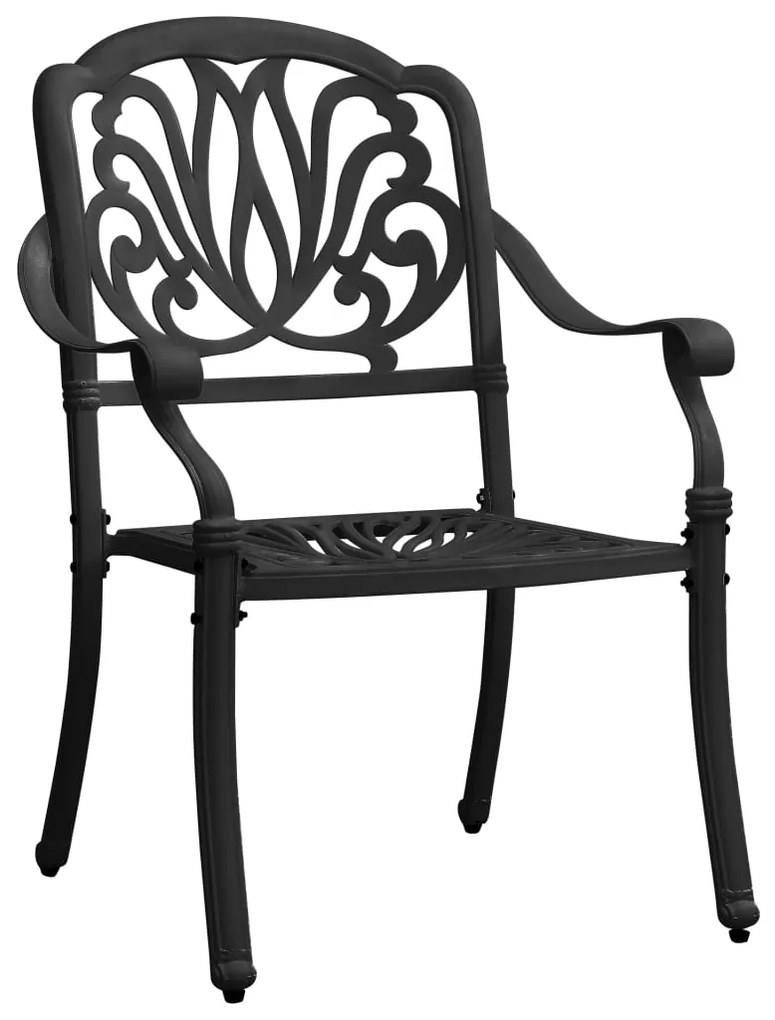 vidaXL Καρέκλες Κήπου 2 τεμ. Μαύρες από Χυτό Αλουμίνιο