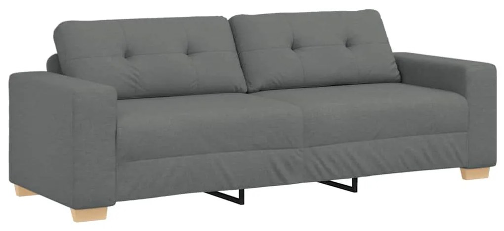 vidaXL Καναπές 3 pcs Σκούρο Γκρι Ύφασμα μείγματος λινών