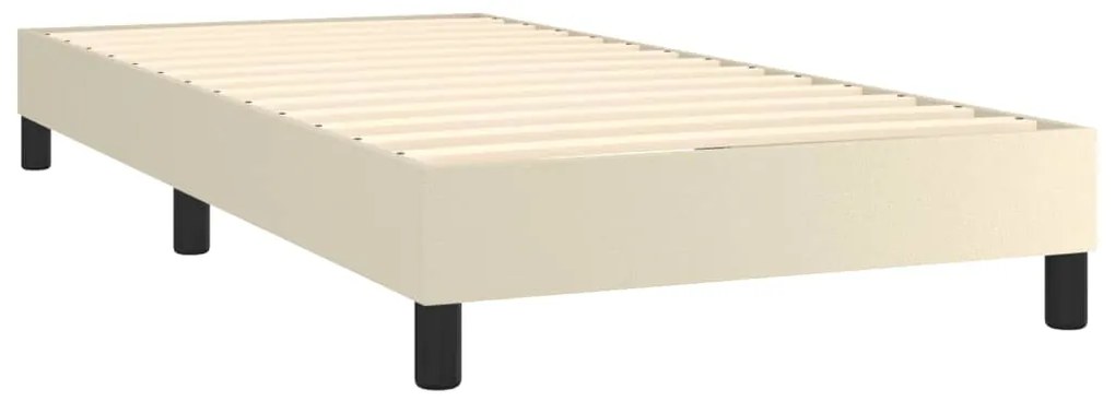 vidaXL Κρεβάτι Boxspring με Στρώμα Κρεμ 100x200εκ. από Συνθετικό Δέρμα