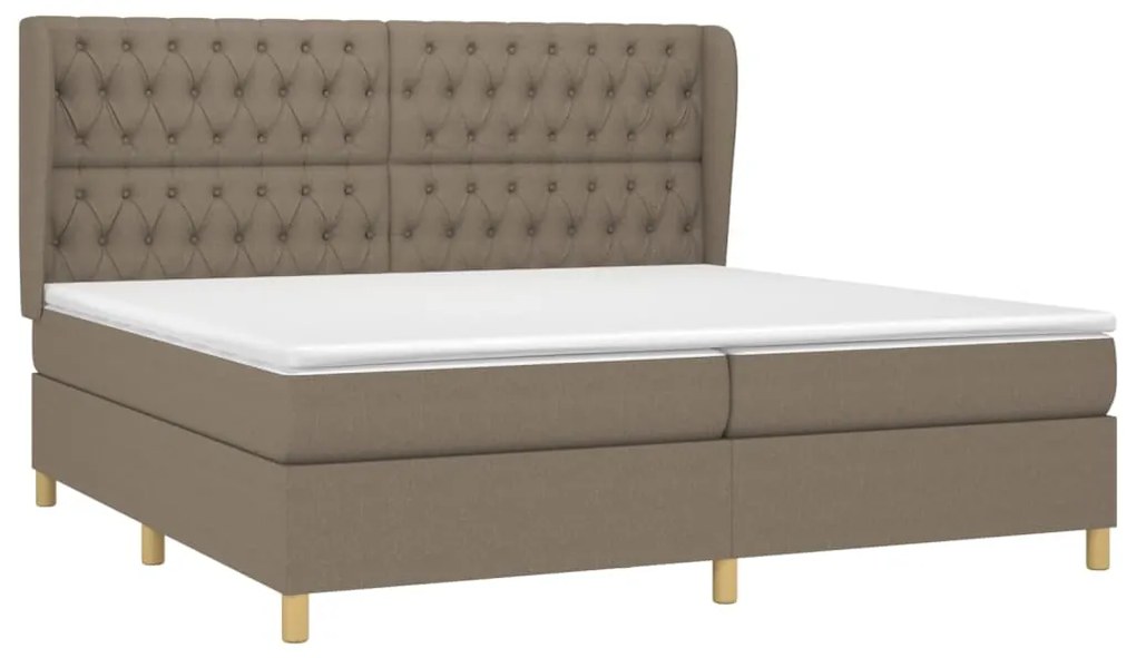 vidaXL Κρεβάτι Boxspring με Στρώμα Taupe 200x200 εκ. Υφασμάτινο