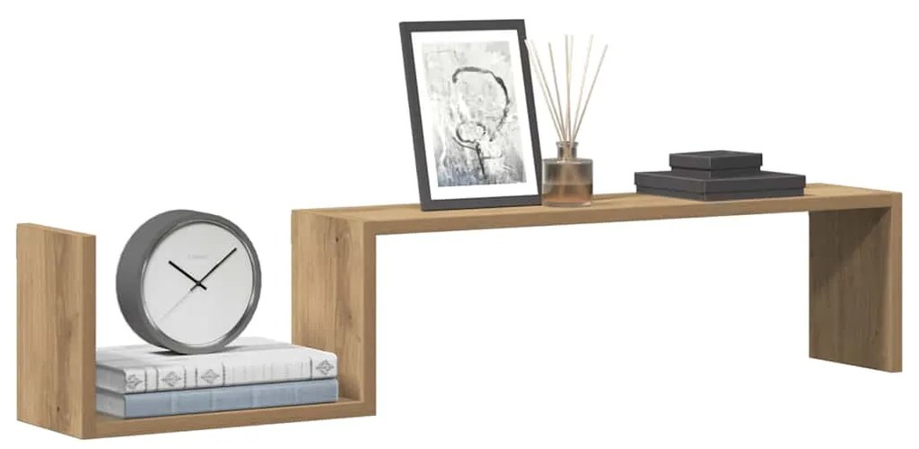 vidaXL Ραφιέρες Τοίχου 2 τεμ. Αρτισιανή Δρυς 100x15x20εκ. Επεξεργ Ξύλο