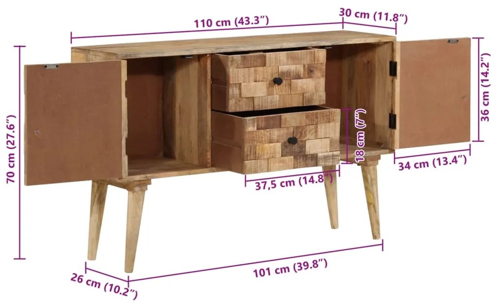 ΜΠΟΥΦΕΣ 110X30X70 ΕΚ. ΑΠΟ ΜΑΣΙΦ ΞΥΛΟ ΜΑΝΓΚΟ 376063