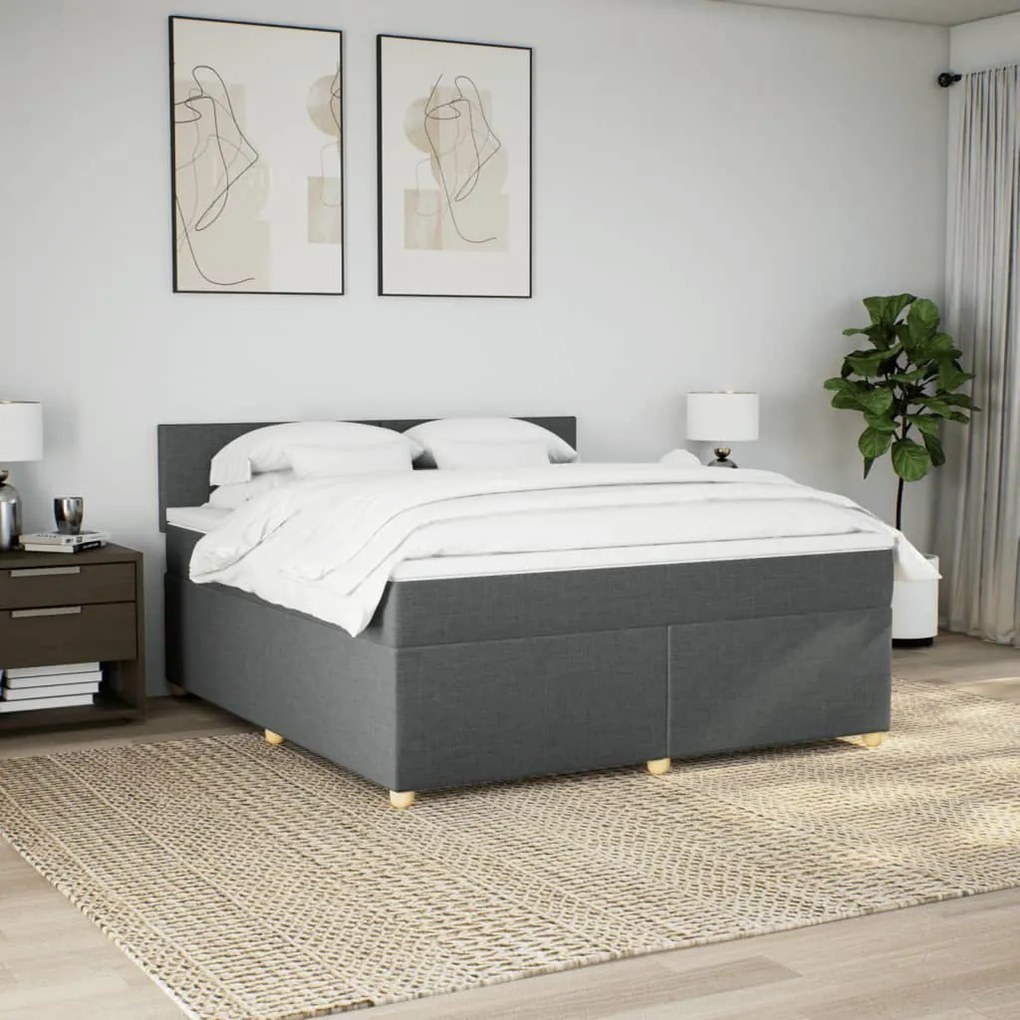 ΚΡΕΒΑΤΙ BOXSPRING ΜΕ ΣΤΡΩΜΑ ΣΚΟΥΡΟ ΓΚΡΙ 180X200 ΕΚ ΥΦΑΣΜΑΤΙΝ 3286753