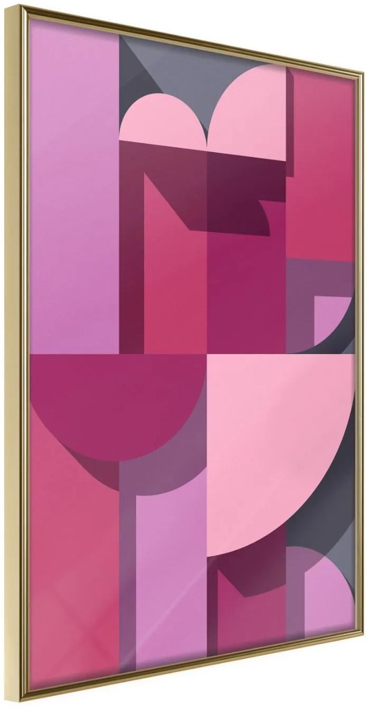 Αφίσα - Pink Geometry - 40x60 - Χρυσό - Χωρίς πασπαρτού