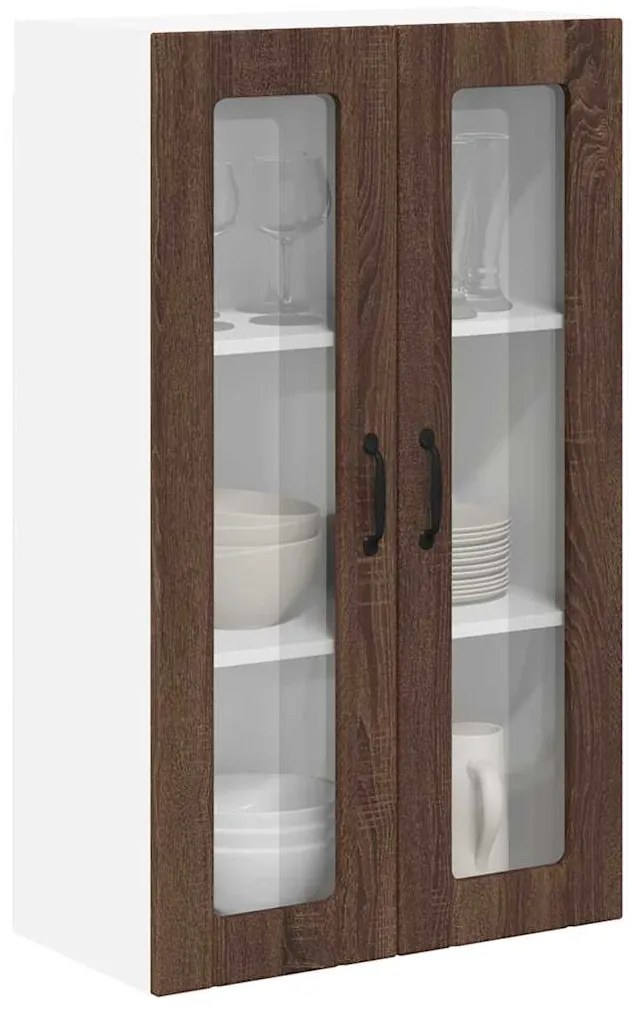 vidaXL Κρεμαστό ντουλάπι κουζίνας με πόρτα Καφέ δρυς 60 x 31 x 100 εκ.