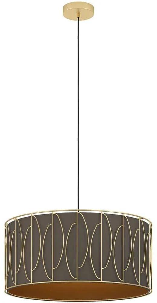 Φωτιστικό Οροφής Corojal 390206 Φ57x150cm 1xE27 40W Cappuccino-Brass Eglo Ατσάλι,Ύφασμα