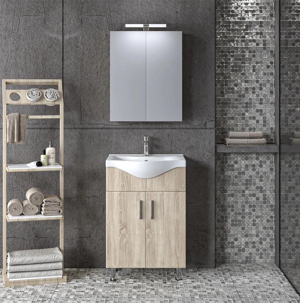 Set Bathroom Furniture SIENA 55 Sonoma 55x46x160 εκ.