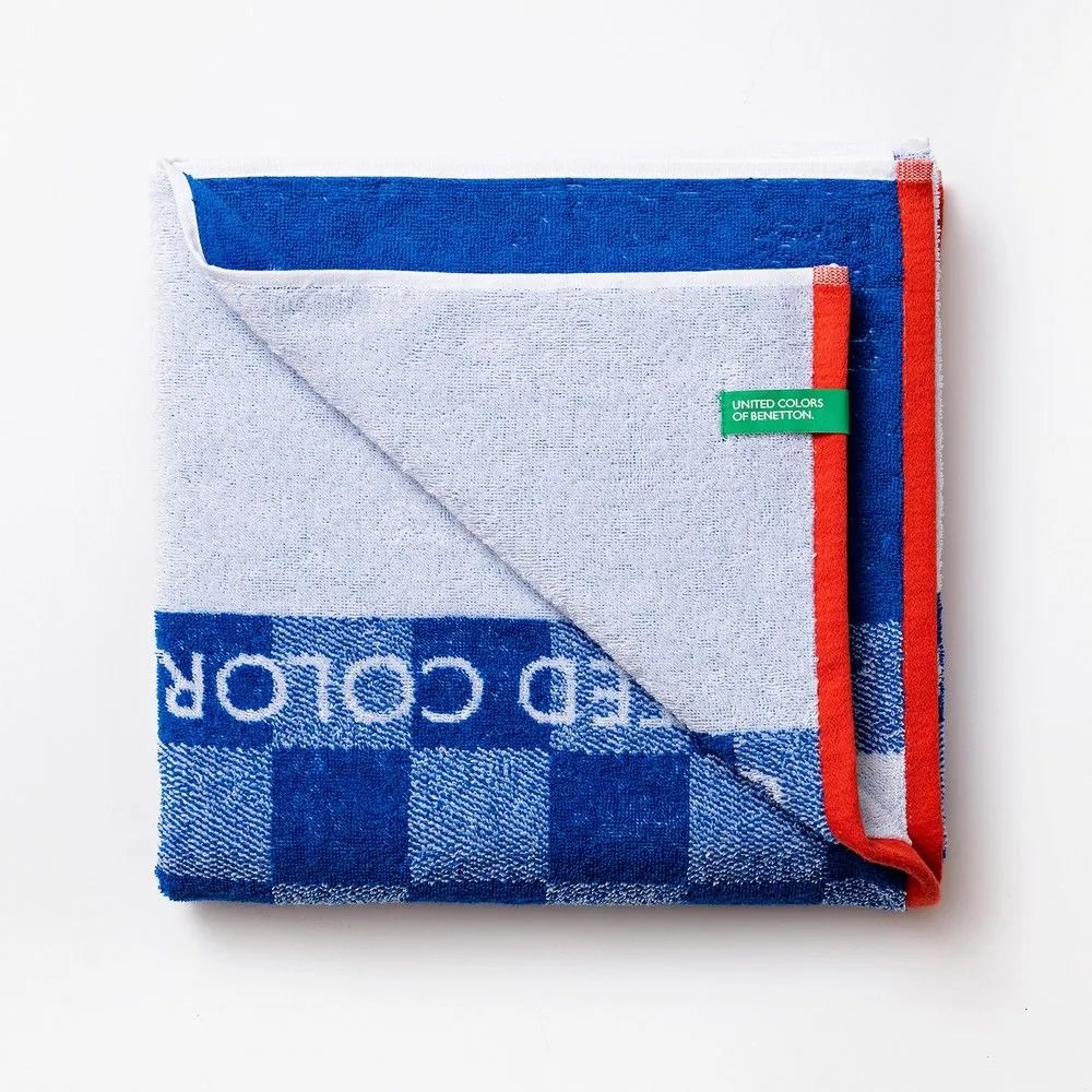 Πετσέτα Θαλάσσης Παιδική Kids Squares Blue Benetton Θαλάσσης 70x140cm 100% Cotton