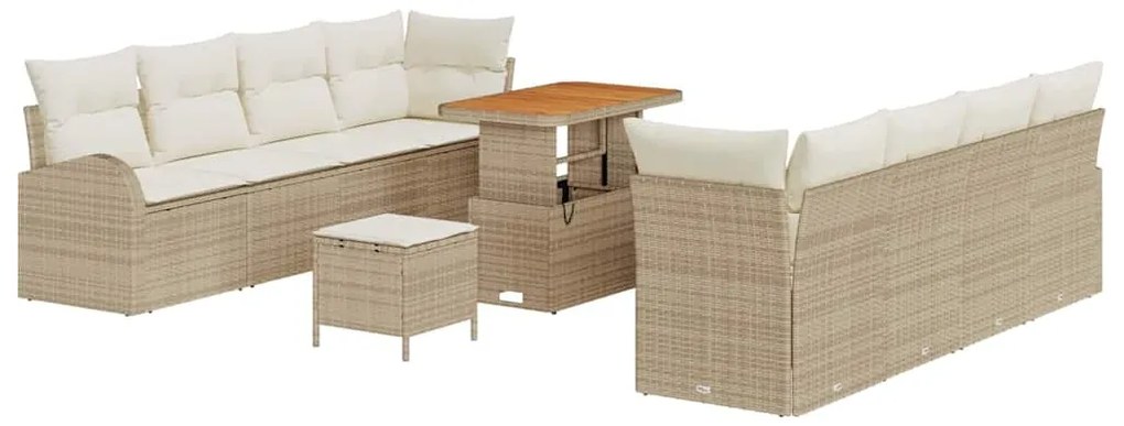 vidaXL Σετ Καναπέ Κήπου με μαξιλάρι 11 pcs Μπεζ, Κρέμα 90 x 55 x 71 cm