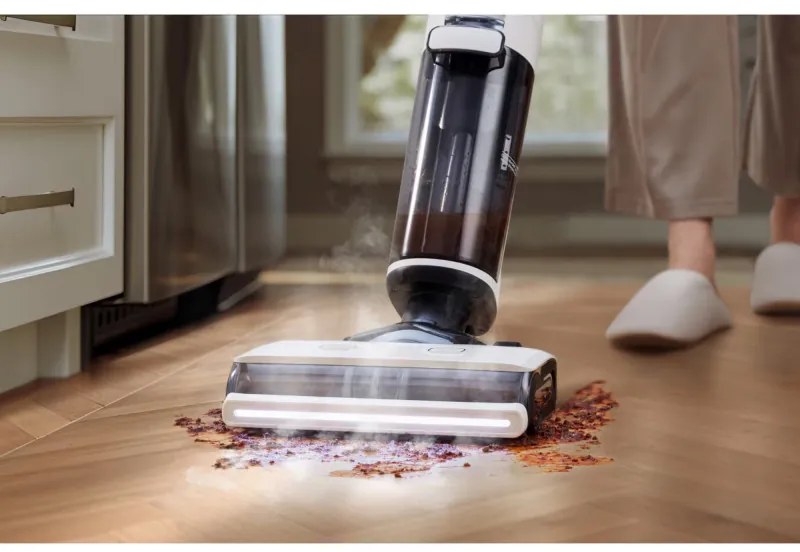Κάθετη ηλεκτρική σκούπα Tineco Floor One S7 Steam Plus 4B1, 240W, Στεγνό/Υγρό, 0,7 l βρώμικο/0,8 l καθαρό, οθόνη LED και φωτισμός, Ατμός + στέγνωμα, Λευκό/μαύρο