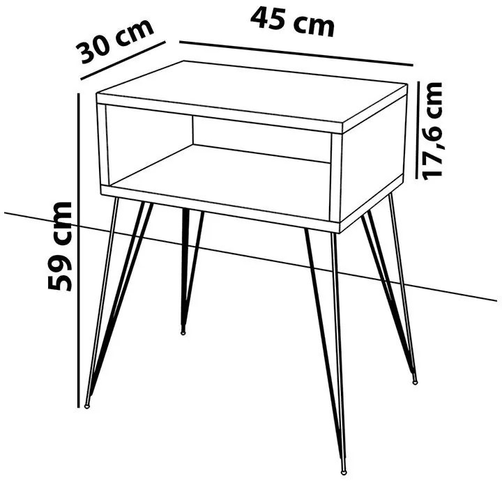 Κομοδίνο Naida καρυδί-μαύρο 45x30x59εκ 45x30x59 εκ.