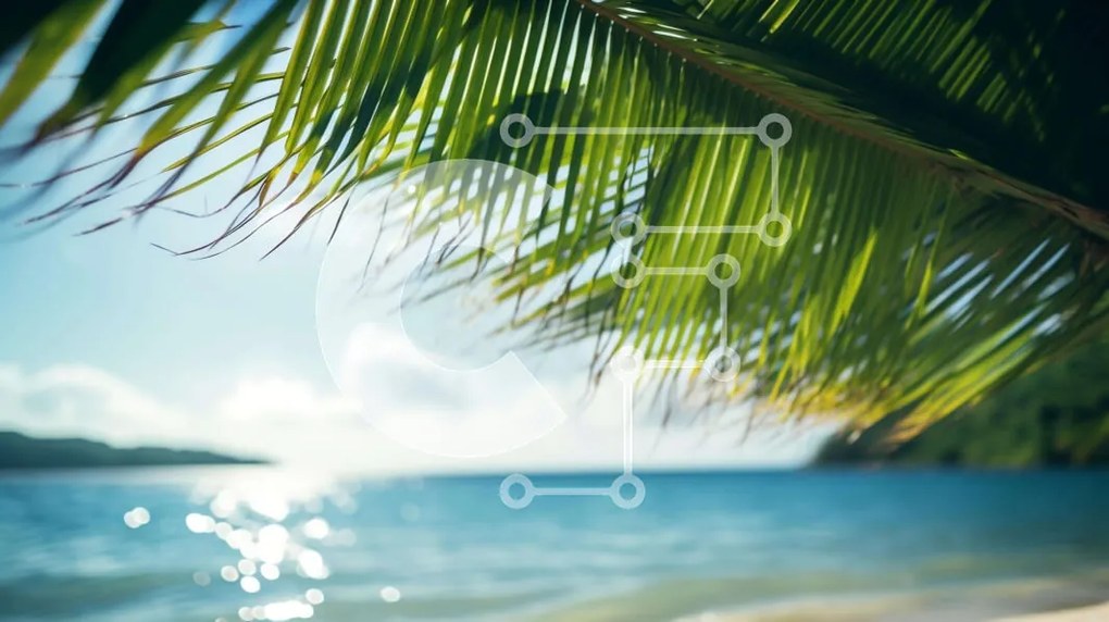 Intra Συλλεκτικό Ξύλινο Παζλ Plywood 4mm - Τροπική παραλία με φοίνικες και ωκεανό Σε Ξύλινο Κουτί - Διαστάσεις: 10x10 cm – 25 κομμάτια