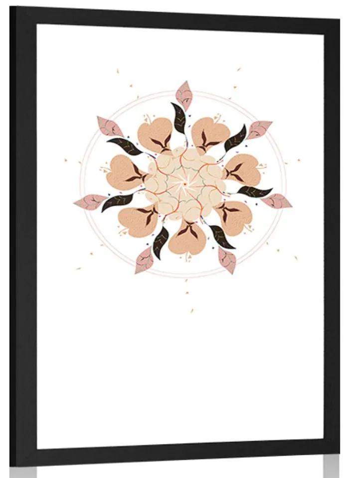 Αφίσα με πασπαρτού Αφηρημένο σχέδιο διακριτικών λουλουδιών - 60x90 black