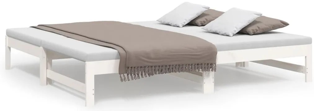 vidaXL Καναπές Κρεβάτι Συρόμενος Λευκός 2x(90x190) εκ. από Μασίφ Πεύκο