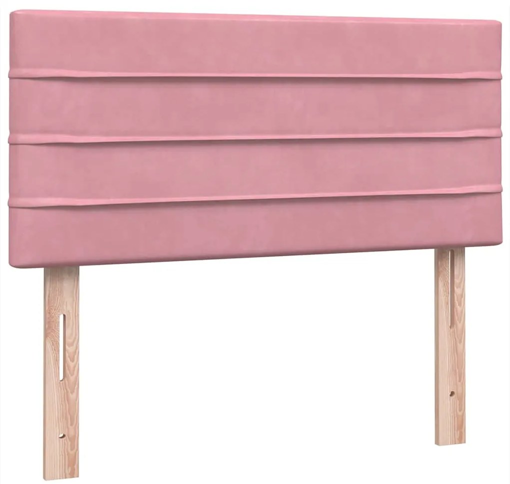 vidaXL Κρεβάτι Boxspring με Στρώμα Ροζ 90x220 εκ. Βελούδινο