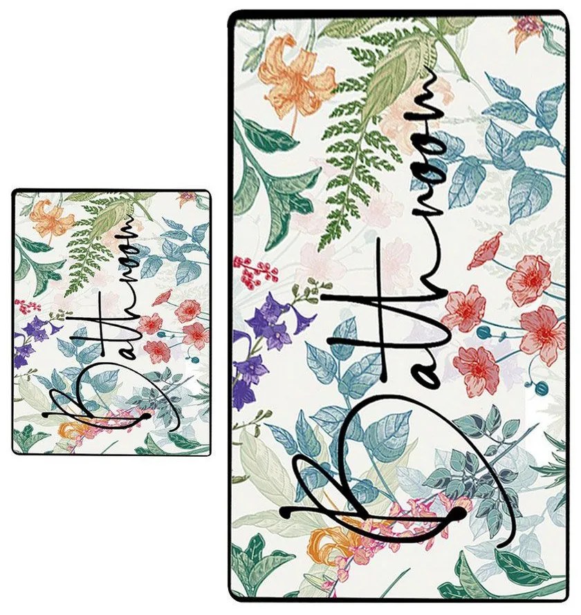 Πατάκια Μπάνιου Green In Flower 510CHL1363 (Σετ 2τμχ) Multi L'essentiel Maison 60x100cm Πολυέστερ