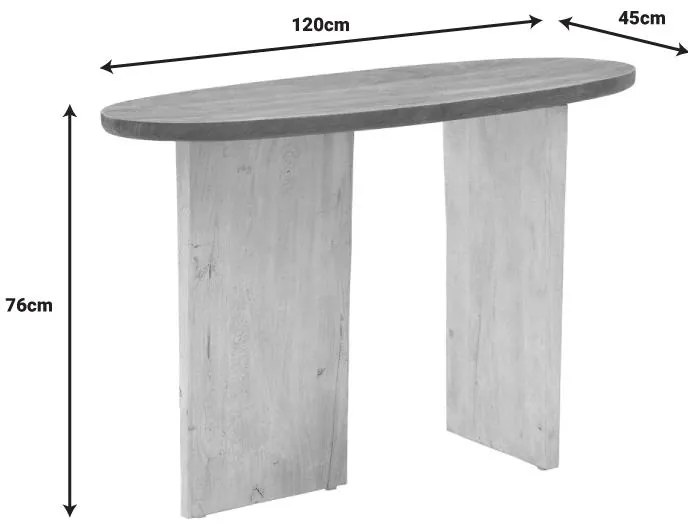 Κονσόλα Spline Inart white wash-φυσικό μασίφ ξύλο ακακίας 120x45x76εκ 120x45x76 εκ.