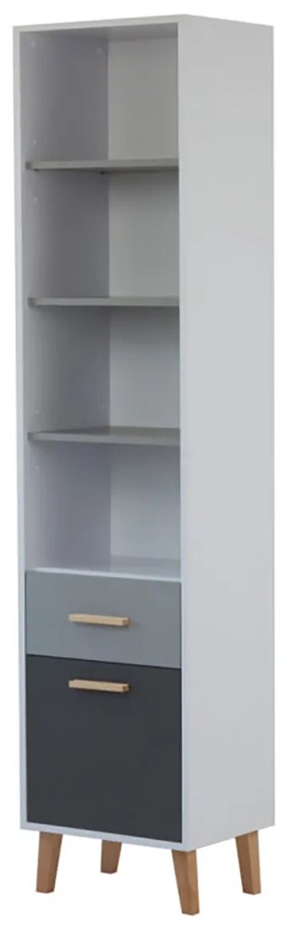 Ραφιέρα Timmy 2D1S Λευκό-Γραφίτη-Γκρι 46.8x36x199cm