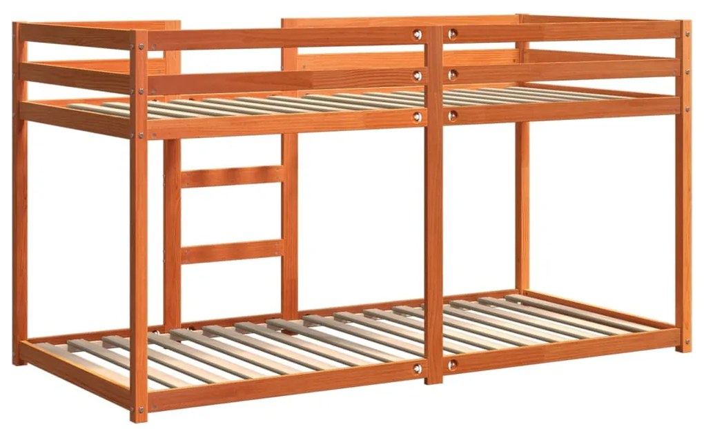 vidaXL Κρεβάτι Κουκέτα Καφέ Κεριού 75 x 190 εκ. από Μασίφ Ξύλο Πεύκου