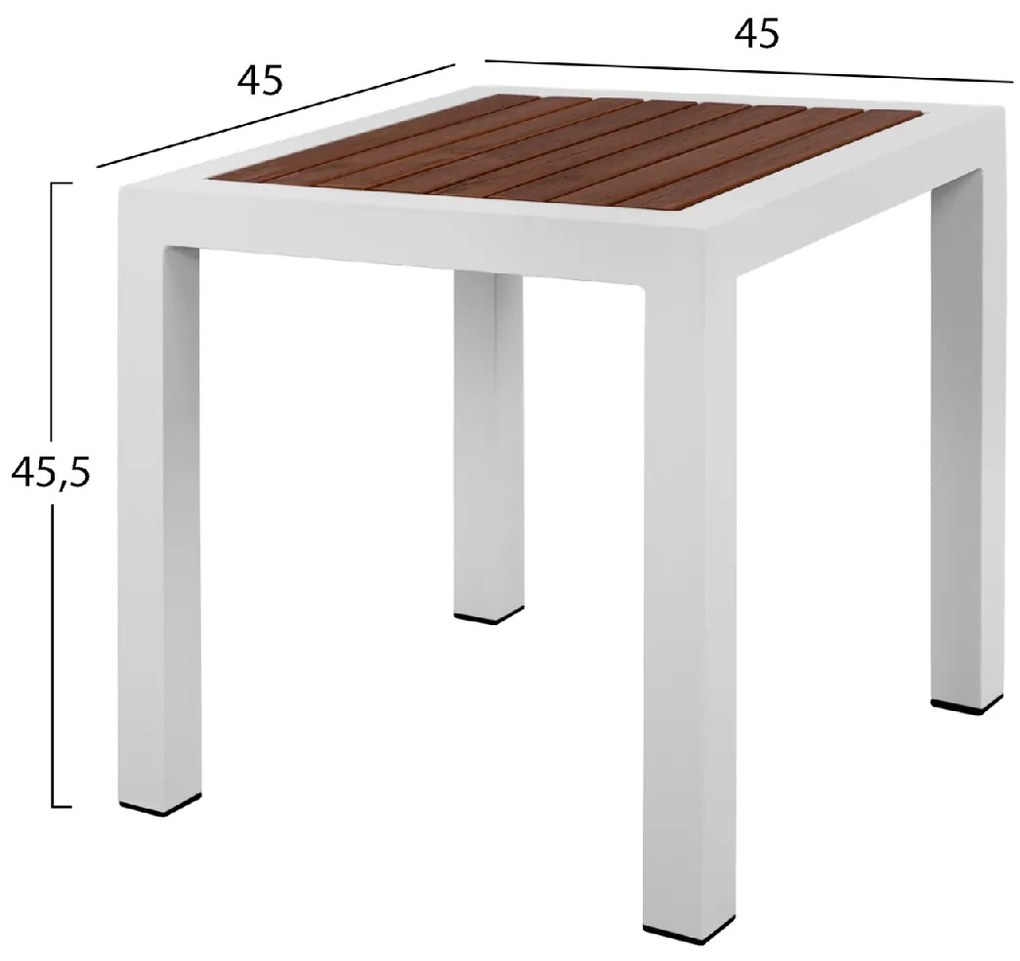 ΤΡΑΠΕΖΙ ΑΛΟΥΜΙΝΙΟΥ SABRA HM5403.01 ΛΕΥΚΟ ΜΕ POLYWOOD 45Χ45Χ45,5 εκ.