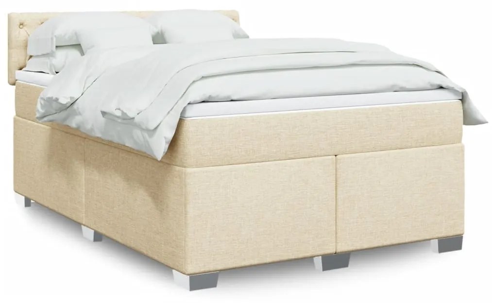 Κρεβάτι Boxspring με Στρώμα Κρεμ 140x200 εκ. Υφασμάτινο