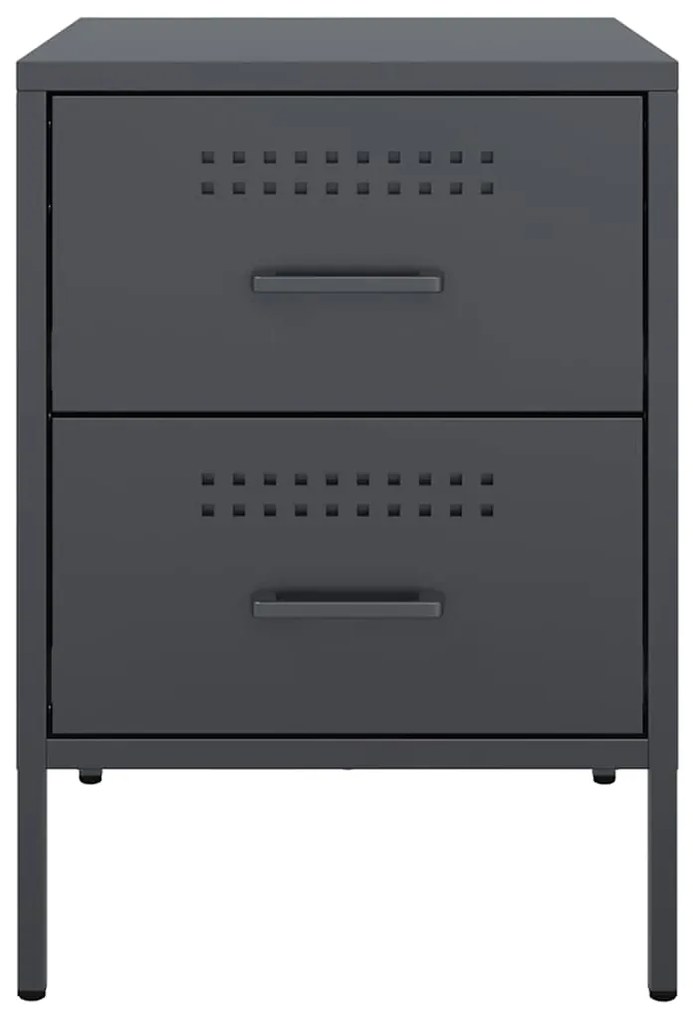 vidaXL Κομοδίνα 2 τεμ. Ανθρακί 36x39x50,5 εκ. από Χάλυβα