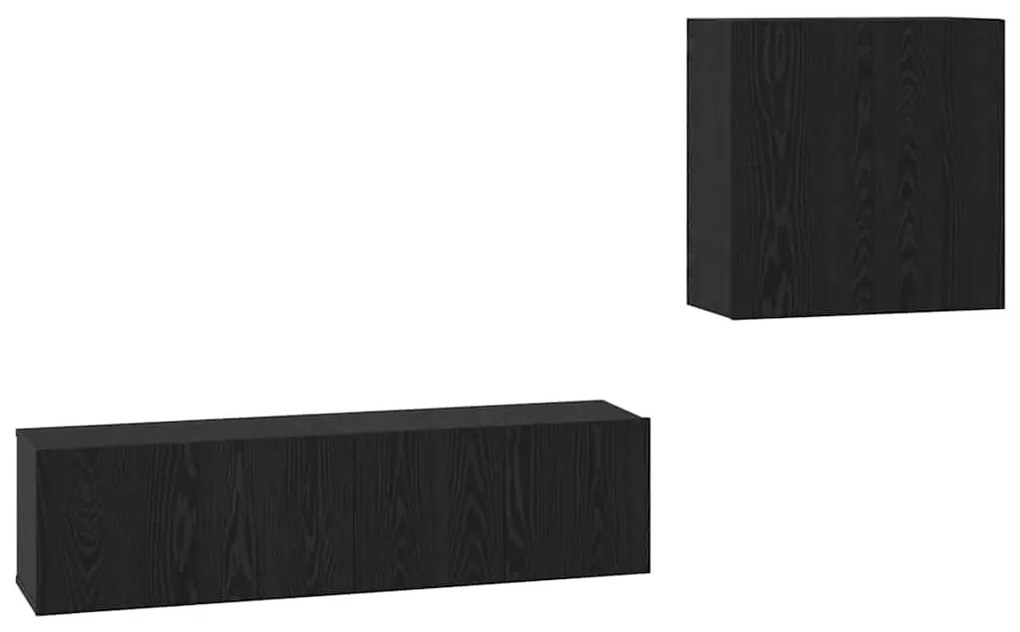 vidaXL Σετ επίπλου τηλεόρασης Επιτοίχιο Μαύρη Οξυά Επεξεργασμένο ξύλο