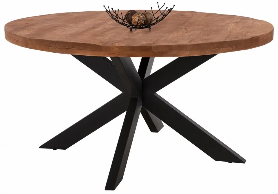 Τραπέζι Levinho HM8485.11 Από Μασίφ Ξύλο Mango D150x78cm Natural Μέταλλο,Ξύλο