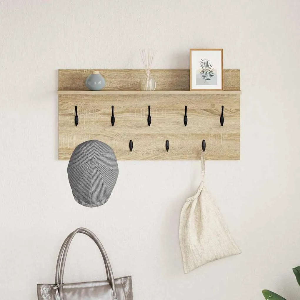 vidaXL Τοίχου Κρεμάστρα Sonoma Δρυς 80 x 40 x 12 cm Επεξεργασμένο ξύλο