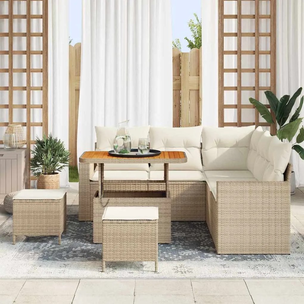 vidaXL Σετ Καναπέ Κήπου 8 pcs Μπεζ συνθετικό ρατάν