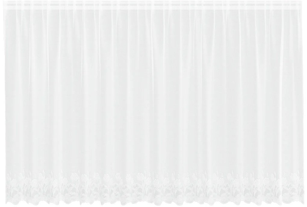 vidaXL Κουρτίνα Δαντέλας με κουρτίνες Floral Λευκό 400 x 180 εκ Πολυεστέρας