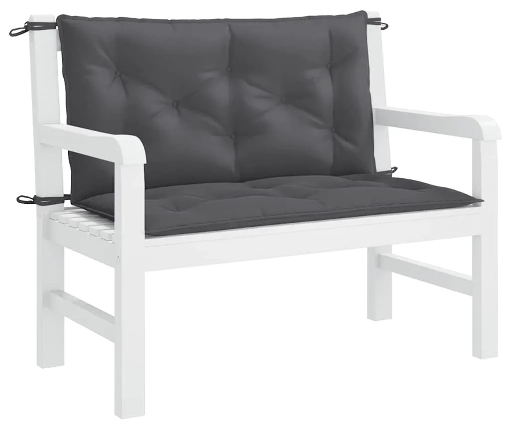 vidaXL Μαξιλάρι Πάγκου Κήπου Ανθρακί 100x(50+50)x7 εκ. Ύφασμα Oxford