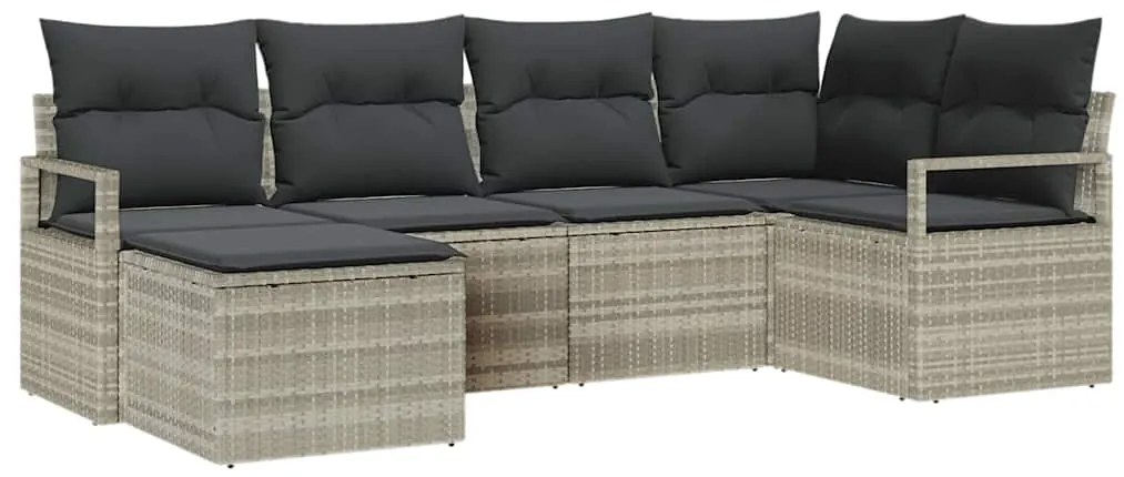 vidaXL Σετ Καναπέ Κήπου 6 pcs Ανοιχτό γκρι Πολυ rattan, βαμμένο ατσάλι