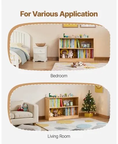 VEVOR Montessori Bookshelf, 870 mm Width Toy Storage Organizer, 2-Tier Kids Display Storage Cabinet, Daycare Furniture, Kids Bookshelf for Bedroom, Nursery, Living Room, Entryway, Preschool, Brown