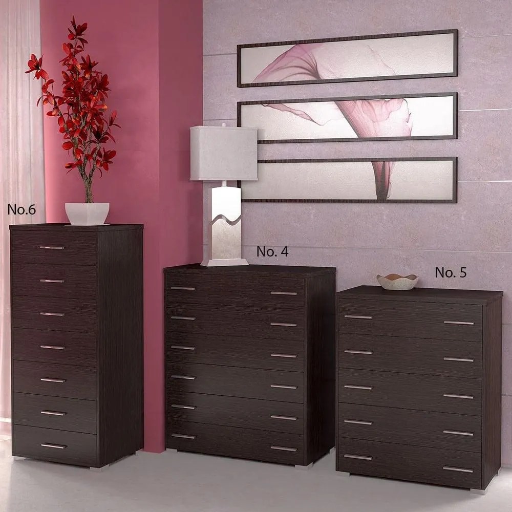 Συρταριέρα Νο.5 80x90x45 Με 5 Συρτάρια Wenge SARRIS809715