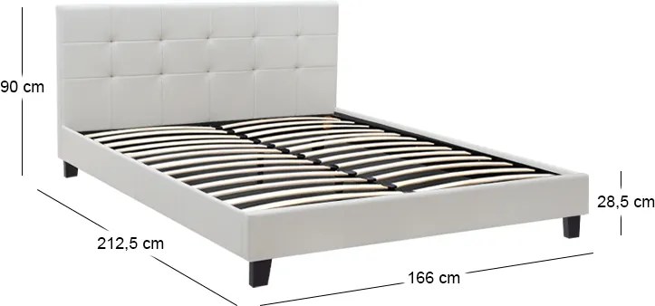 Κρεβάτι Sissy Megapap από τεχνόδερμα χρώμα λευκό 160x200εκ.