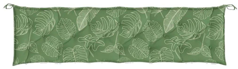 vidaXL Μαξιλάρι Πάγκου Κήπου Σχέδιο Φύλλων 200 x 50 x 7 εκ. Υφασμάτινο